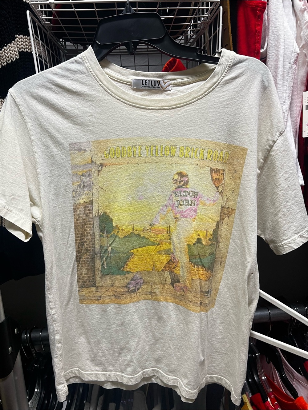 Letluv Elton John Vintage Graphic Cream Tee - Women Tops - Picture 10 of 10